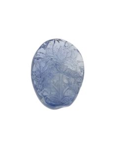 31 x 22 mm- Light Blue, Unheated Burma Sapphire Floral Carving- 1 Piece- 70.81 carats (SCAR1089)