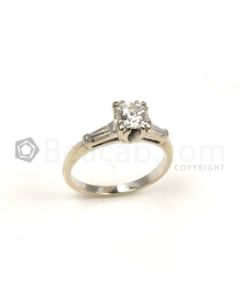 Round Shape White Diamond Ring in 14kt White Gold - 2.8 grams - EST1322