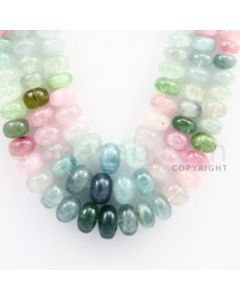 Multi-Tourmaline Roundel Beads - 3 Lines - 759.65 carats - 19 to 22 inches - (MTour1003)