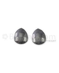 2 Black Diamond Pear Shape Rose Cut Diamonds - 11.73 cts. (DRC1205)