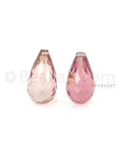 2 pcs - Light Pink - Tourmaline Faceted Drops (AAA) - 12.02 cts. (TFD1079)