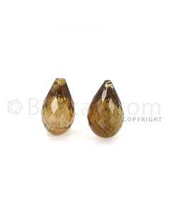 2 pcs - Light Brown - Tourmaline Faceted Drops (AAA) - 9.78 cts. (TFD1105)