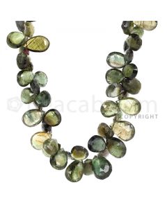 1 Line of Green Tourmaline Faceted Drops - 259.51 cts - 7.1 x 5.5 mm to 12.9 x 8.2 mm (TFD1155)