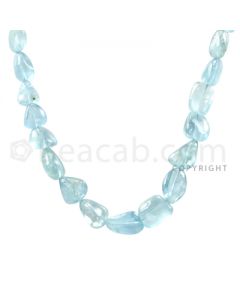 1 Line - Blue  Tumbled Aquamarine Beads - 167.7 cts - 9.3 x 7 mm to 12.1 x 11.4 mm (AQTUB1063)