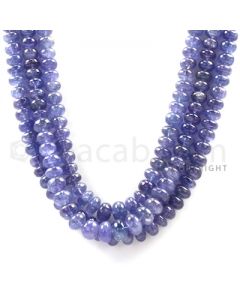 3 Lines - Violet Tanzanite Smooth Beads - 490.32 cts - 5.1 to 9.3 mm (TZSB1003)