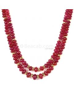 2 Lines - Medium Red Ruby Smooth (Plain) Beads - 184.50 - 2.7 to 6.8 mm (RSB1058)