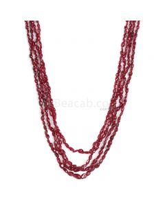 4 Lines - Dark Red Ruby Tumbled Beads - 138.50 cts - 3 x 3 mm to 4.8 x 7.5 mm (RTUB1006)