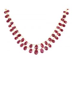 2 Lines - Dark Red Ruby Faceted Drops - 53.00 cts - 4 x 6.1 mm to 6.7 x 10 mm (RDR1059)