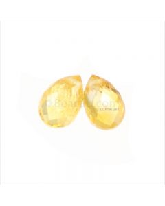 2 Pcs - Medium Yellow Sapphire Faceted Drops - 2.84 cts - 7.1 x 4.8 mm & 6.9 x 4.7 mm (MSFD1066)