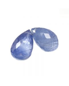 2 Pcs - Medium Blue Sapphire Faceted Drops - 2.95 cts - 7.8 x 4.7 mm & 7.5 x 5.1 mm (MSFD1110)