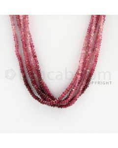 3.80 to 3.10 mm - 5 Lines - Ruby Faceted Beads - 19 inches (RFBSh1006)