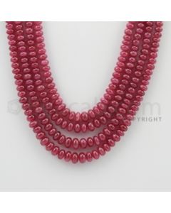 3.20 to 7.00 mm - 4 Lines - Ruby Smooth Beads - 14.50 to 17 inches (RSB1020)