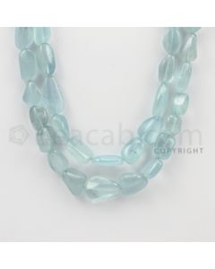 11.00 to 19.00 mm - Aquamarine Tumbled Beads - 425.90 Carats - 2 Lines (AqTuB1016)