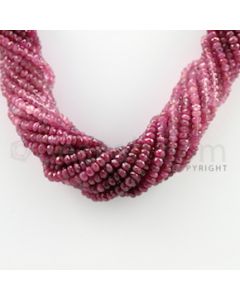 3.50 to 4.25 mm - 17 Lines - Ruby Faceted Beads Necklace - 17.25 inches (CSNKL1054)