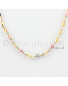 2.50 mm - 1 Line - Multi-Sapphire Faceted Beads Gold Wire Wrap Necklace - 18 inches (GWWCS1002)