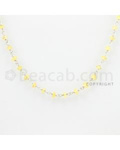 2.60 to 3.00 mm - 1 Line - Yellow Sapphire Faceted Beads Gold Wire Wrap Necklace - 18 inches (GWWCS1004)