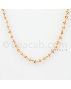 3.00 to 3.20 mm - 1 Line - Orange Sapphire Faceted Beads Gold Wire Wrap Necklace - 19 inches (GWWCS1006)
