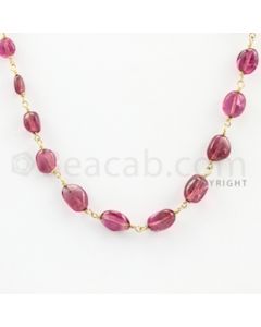 6.00 to 7.00 mm - 1 Line - Tourmaline Tumbled Beads Gold Wire Wrap Necklace - 18 inches (GWWCS1042)