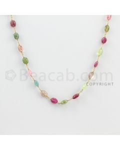 5.60 to 6.30 mm - 1 Line - Tourmaline Tumbled Beads Gold Wire Wrap Necklace - 18 inches (GWWCS1046)