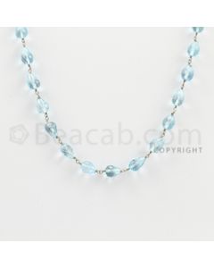 6.30 to 7.80 mm - 1 Line - Blue Topaz Faceted Beads Gold Wire Wrap Necklace - 18 inches (GWWCS1051)