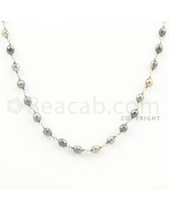 3.50 to 4.50 mm - 1 Line - Gray Diamond Drum Beads Wire Wrap Necklace - 18 inches (GWWD1037)
