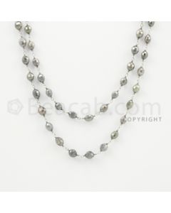 4.30 to 6.00 mm - 1 Line - Gray Diamond Drum Beads Wire Wrap Necklace - 40 inches (GWWD1039)