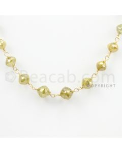 2.40 to 4.90 mm - 1 Line - Yellow Diamond Faceted Beads Wire Wrap Necklace - 18 inches (GWWD1049)