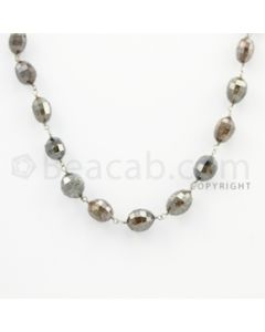 5.80 to 9.40 mm - 1 Line - Brown Diamond Drum Beads Wire Wrap Necklace - 18 inches (GWWD1055)
