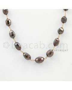 6.30 to 11.00 mm - 1 Line - Brown Diamond Drum Beads Wire Wrap Necklace - 18 inches (GWWD1057)