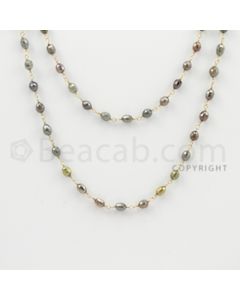 3.20 to 4.50 mm - 1 Line - Fancy Diamond Drum Beads Wire Wrap Necklace - 40 inches (GWWD1083)