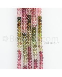 3.00 to 4.50 mm - 5 Lines - Tourmaline Faceted Beads - 17 inches (MuToFB1035)