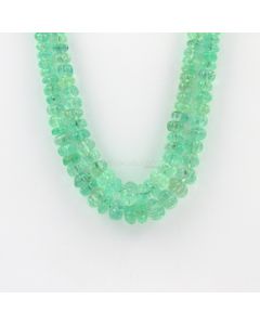 4.80 to 10 mm - 2 Lines - Emerald Gemstone Carved Beads - 302.00 carats (EmCarB1004)