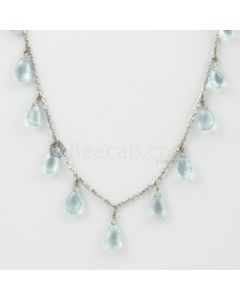 9 to 11.30 mm - Medium Blue Aquamarine Drop Necklace - 28.34 carats (GDNKL1008)