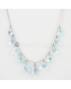 10 to 1240 mm - Medium Blue Aquamarine Drop Necklace - 33.88 carats (GDNKL1009)