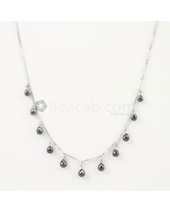 4.20 to 5 mm - Black Diamond Drop Necklace - 13.01 carats (GDNKL1023)
