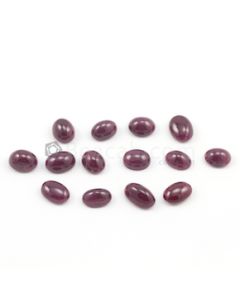 11 x 8 mm to 14 x 8 mm - Dark Red Oval Ruby Cabochons - 14 pieces - 81.50 carats (RuCab1046)