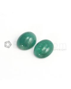 16.80 x 13 mm, 16.40 x 13 mm - Medium Green Oval Emerald Cabochon - 2 pieces - 21.98 carats (EmCab1033)