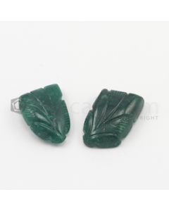 22 x 17 mm, 19 x 13 mm - Dark Green Emerald Carving - 2 pieces - 23.08 carats (EmCar1009)