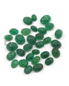 6 x 4 mm to 9 x 7 mm - Dark Green Emerald Carving - 30 pieces - 31.03 carats (EmCar1021)