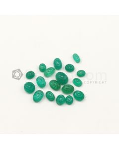 5.50 x 4.80 mm to 9 x 7 mm - Medium Green Emerald Carving - 8 pieces - 17.64 carats (EmCar1067)