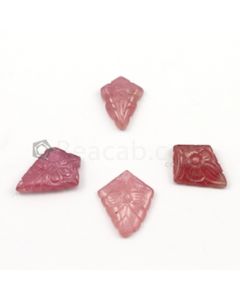 19 x 14 mm to 23 x 16.50 mm - Dark Tones Multi-Sapphire Kite Shape Carving - 4 pieces - 47.50 carats (MSCar1013)