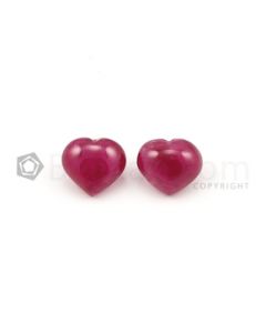10.70 x 11.50 mm to 10.30 x 11.90 mm - Medium Red Unheated Ruby Heart Shape - 2 Pieces - 13.84 carats (RuCab1115)