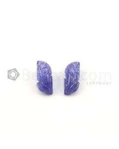 14.90 x 6.50 mm to 14.60 x 6.30 mm - Medium Violet Unheated Tanzanite Leaf Shape - 2 Pieces - 7.79 carats (TzCar1001)