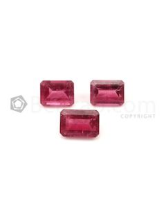 9 x 6.80 mm to 10.20 x 7.10 mm - Medium Pink Tourmaline Emerald Cut - 3 Pieces - 7.89 carats (ToCS1087)