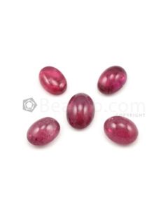 13.70 x 9.70 mm to 16.10 x 11 mm - Dark Pink Tourmaline Oval Cabochons - 5 Pieces - 37.69 carats (ToCab1015)