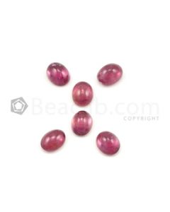 9 x 7 m - Medium Pink Tourmaline Oval Cabochons - 6 Pieces - 12.35 carats (ToCab1016)