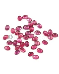 6.50 x 4.50 mm to 8.10 x 6.10 mm - Medium Pink Tourmaline Oval Cabochons - 38 Pieces - 35.78 carats (ToCab1032)