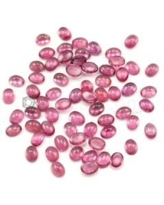 8 x 6 mm - Medium Pink Tourmaline Oval Cabochons - 65 Pieces - 87.87 carats (ToCab1037)
