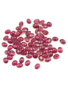 8.80 x 6.90 mm to 9 x 7 mm - Dark Pink Tourmaline Oval Cabochons - 68 Pieces - 140.89 carats (ToCab1061)