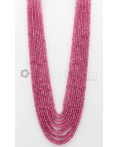 9 Lines - 2.50 to 4.50 mm Medium Pink Color Pink Sapphire Smooth Gemstone Beads - 409.81 carats (PnSPB1002)